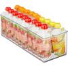 imagemDesign Plastic Long Stackable Storage Organizer Container Organization Bin wHandles for Kitchen Pantry Fridge Freezer Cabinet Perfect to Hold Breast Milk  Ligne Collection  Clear16 x 6 x 5 Pack of 2