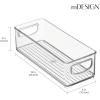 imagemDesign Plastic Long Stackable Storage Organizer Container Organization Bin wHandles for Kitchen Pantry Fridge Freezer Cabinet Perfect to Hold Breast Milk  Ligne Collection  Clear10 x 4 x 3 Pack of 2