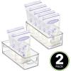 imagemDesign Plastic Long Stackable Storage Organizer Container Organization Bin wHandles for Kitchen Pantry Fridge Freezer Cabinet Perfect to Hold Breast Milk  Ligne Collection  Clear10 x 4 x 3 Pack of 2