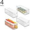 imagemDesign Plastic Long Stackable Storage Organizer Container Organization Bin wHandles for Kitchen Pantry Fridge Freezer Cabinet Perfect to Hold Breast Milk  Ligne Collection  Clear16 x 6 x 5 Pack of 4