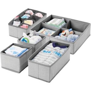 imagemDesign Set of 5 Kids Storage Boxes  Fabric Storage Boxes in Multiple Sizes  Ideal for Clothing Nappy and Toy Storage  Grey