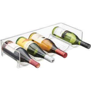 imagemDesign Plastic FreeStanding Water Bottle and Wine Rack Storage Organizer for Kitchen Countertops Table Top Pantry Fridge  Stackable  Holds 5 Bottles Each 2 Pack  ClearClear