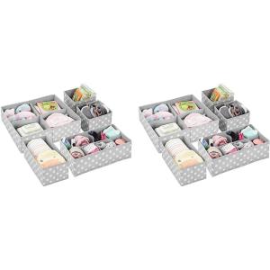 imagemDesign Soft Fabric Dresser DrawerCloset Divided Storage Organizer Bins for Nursery  Holds Blankets Bibs Socks Lotion Clothes Shoes Toys  Set of 5  GrayWhite Polka Dot Pack of 2
