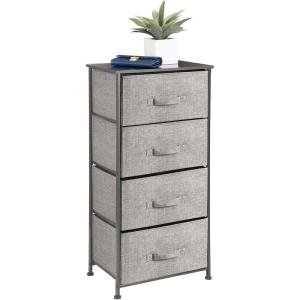 imagemDesign Tall Dresser Storage Tower Stand with 4 Removable Fabric Drawers  Steel Frame Wood Top Organizer for Bedroom Entryway Closet  Lido Collection  BlackGraphite GrayBlackGraphite Grey