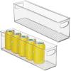 imagemDesign Plastic Deep Bin Organizer Caddy Container w Handles for Nursery Kitchen Pantry Bathroom Cabinet Storage Organization  Holds Snacks Bottles Baby Food Jar Diaper  14quot Long Clear10 x 4 x 3 Pack of 4