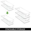 imagemDesign Plastic Deep Bin Organizer Caddy Container w Handles for Nursery Kitchen Pantry Bathroom Cabinet Storage Organization  Holds Snacks Bottles Baby Food Jar Diaper  14quot Long Clear10 x 4 x 3 Pack of 1