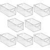 imagemDesign Plastic Home Closet Organizer  Basket Storage Holder Bin with Handles for Bedroom Bathroom Cabinet Shelves Entryway and Hallway  Holds Sweaters Purses  Ligne Collection  4 Pack Clear10 x 6 x 5 Pack of 8