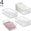 imagemDesign Plastic Home Closet Organizer  Basket Storage Holder Bin with Handles for Bedroom Bathroom Cabinet Shelves Entryway and Hallway  Holds Sweaters Purses  Ligne Collection  4 Pack Clear10 x 6 x 3 Pack of 4