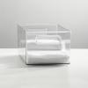 imagemDesign Plastic Home Closet Organizer  Basket Storage Holder Bin with Handles for Bedroom Bathroom Cabinet Shelves Entryway and Hallway  Holds Sweaters Purses  Ligne Collection  4 Pack Clear146 x 81 x 6 Pack of 4