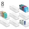 imagemDesign Plastic Home Closet Organizer  Basket Storage Holder Bin with Handles for Bedroom Bathroom Cabinet Shelves Entryway and Hallway  Holds Sweaters Purses  Ligne Collection  4 Pack Clear16 x 6 x 5 Pack of 8