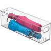 imagemDesign Plastic Home Closet Organizer  Basket Storage Holder Bin with Handles for Bedroom Bathroom Cabinet Shelves Entryway and Hallway  Holds Sweaters Purses  Ligne Collection  4 Pack Clear16 x 4 x 5 Pack of 4