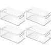 imagemDesign Plastic Home Closet Organizer  Basket Storage Holder Bin with Handles for Bedroom Bathroom Cabinet Shelves Entryway and Hallway  Holds Sweaters Purses  Ligne Collection  4 Pack Clear146 x 81 x 6 Pack of 4