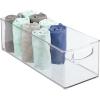 imagemDesign Plastic Home Closet Organizer  Basket Storage Holder Bin with Handles for Bedroom Bathroom Cabinet Shelves Entryway and Hallway  Holds Sweaters Purses  Ligne Collection  4 Pack Clear16 x 6 x 5 Pack of 8