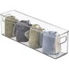 imagemDesign Plastic Home Closet Organizer  Basket Storage Holder Bin with Handles for Bedroom Bathroom Cabinet Shelves Entryway and Hallway  Holds Sweaters Purses  Ligne Collection  4 Pack Clear16 x 4 x 5 Pack of 4