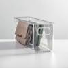 imagemDesign Plastic Home Closet Organizer  Basket Storage Holder Bin with Handles for Bedroom Bathroom Cabinet Shelves Entryway and Hallway  Holds Sweaters Purses  Ligne Collection  4 Pack Clear16 x 4 x 5 Pack of 4