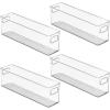 imagemDesign Plastic Home Closet Organizer  Basket Storage Holder Bin with Handles for Bedroom Bathroom Cabinet Shelves Entryway and Hallway  Holds Sweaters Purses  Ligne Collection  4 Pack Clear16 x 4 x 5 Pack of 4