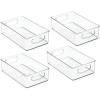 imagemDesign Plastic Home Closet Organizer  Basket Storage Holder Bin with Handles for Bedroom Bathroom Cabinet Shelves Entryway and Hallway  Holds Sweaters Purses  Ligne Collection  4 Pack Clear10 x 6 x 3 Pack of 4