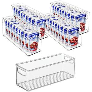 imagemDesign Plastic Deep Bin Organizer Caddy Container w Handles for Nursery Kitchen Pantry Bathroom Cabinet Storage Organization  Holds Snacks Bottles Baby Food Jar Diaper  14quot Long Clear10 x 4 x 3 Pack of 4