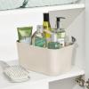 imagemDesign Small Plastic Portable Shower Basket Caddy Organizer Tote with Handle for Dorm Bathroom Shelf Cabinet Holds Soap Shampoo Conditioner Combs Brushes Lumiere Collection Dark Aqua TintCream