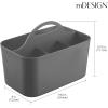 imagemDesign Small Plastic Portable Shower Basket Caddy Organizer Tote with Handle for Dorm Bathroom Shelf Cabinet Holds Soap Shampoo Conditioner Combs Brushes Lumiere Collection Dark Aqua TintCharcoal