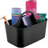 imagemDesign Small Plastic Portable Shower Basket Caddy Organizer Tote with Handle for Dorm Bathroom Shelf Cabinet Holds Soap Shampoo Conditioner Combs Brushes Lumiere Collection Dark Aqua TintBlack