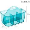 imagemDesign Small Plastic Portable Shower Basket Caddy Organizer Tote with Handle for Dorm Bathroom Shelf Cabinet Holds Soap Shampoo Conditioner Combs Brushes Lumiere Collection Dark Aqua TintDark Aqua Tint