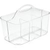 imagemDesign Small Plastic Portable Shower Basket Caddy Organizer Tote with Handle for Dorm Bathroom Shelf Cabinet Holds Soap Shampoo Conditioner Combs Brushes Lumiere Collection Dark Aqua TintClear