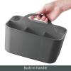 imagemDesign Small Plastic Portable Shower Basket Caddy Organizer Tote with Handle for Dorm Bathroom Shelf Cabinet Holds Soap Shampoo Conditioner Combs Brushes Lumiere Collection Dark Aqua TintCharcoal