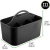 imagemDesign Small Plastic Portable Shower Basket Caddy Organizer Tote with Handle for Dorm Bathroom Shelf Cabinet Holds Soap Shampoo Conditioner Combs Brushes Lumiere Collection Dark Aqua TintBlack