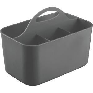 imagemDesign Small Plastic Portable Shower Basket Caddy Organizer Tote with Handle for Dorm Bathroom Shelf Cabinet Holds Soap Shampoo Conditioner Combs Brushes Lumiere Collection Dark Aqua TintCharcoal