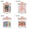 imagemDesign Small Modern Apothecary Storage Organizer Canister Jars  Acrylic Containers for Bathroom Organization Holder for Vanity Counter Makeup Table Lumiere Collection 2 Pack ClearBlackClearLight Pink