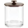 imagemDesign Small Modern Apothecary Storage Organizer Canister Jars  Acrylic Containers for Bathroom Organization Holder for Vanity Counter Makeup Table Lumiere Collection 2 Pack ClearBlackClearBronze