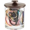 imagemDesign Small Modern Apothecary Storage Organizer Canister Jars  Acrylic Containers for Bathroom Organization Holder for Vanity Counter Makeup Table Lumiere Collection 2 Pack ClearBlackClearBronze
