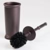 imagemDesign Plastic Compact Toilet Bowl Brush Round Slim Wastebasket Garbage CanRecycling Bin Combo  Bathroom CleaningStorage Holds Tissue Cotton Balls Trash Hyde Collection Set of 2 BronzeBronze