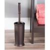 imagemDesign Plastic Compact Toilet Bowl Brush Round Slim Wastebasket Garbage CanRecycling Bin Combo  Bathroom CleaningStorage Holds Tissue Cotton Balls Trash Hyde Collection Set of 2 BronzeBronze
