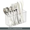 imagemDesign Plastic Cutlery Storage Organizer Bin for Kitchen Cabinet PantryHome  Holds Forks Knives Spoons  3 Section  Indoor or Outdoor Use  Clear