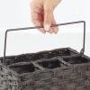 imagemDesign Plastic Woven Divided Cutlery Storage Organizer Caddy Tote Basket Holder for Kitchen Table Cabinet Pantry Hold Silverware Forks Knives Spoons Napkins and other Utensils Espresso BrownEspresso Brown