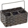 imagemDesign Plastic Woven Divided Cutlery Storage Organizer Caddy Tote Basket Holder for Kitchen Table Cabinet Pantry Hold Silverware Forks Knives Spoons Napkins and other Utensils Espresso BrownEspresso Brown