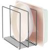 imagemDesign Steel Storage Tray Organizer Rack for Kitchen Cabinet  Divided Holder with 3 Slots for Skillets Frying Pan Pot Lids Cutting Board Baking Sheets  Concerto Collection  BlackGraphite