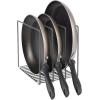 imagemDesign Steel Storage Tray Organizer Rack for Kitchen Cabinet  Divided Holder with 3 Slots for Skillets Frying Pan Pot Lids Cutting Board Baking Sheets  Concerto Collection  BlackGraphite