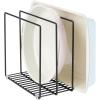 imagemDesign Steel Storage Tray Organizer Rack for Kitchen Cabinet  Divided Holder with 3 Slots for Skillets Frying Pan Pot Lids Cutting Board Baking Sheets  Concerto Collection  BlackBlack