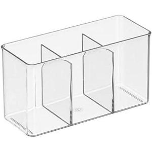 imagemDesign Plastic Cutlery Storage Organizer Bin for Kitchen Cabinet PantryHome  Holds Forks Knives Spoons  3 Section  Indoor or Outdoor Use  Clear
