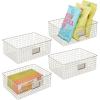 imagemDesign Wide Steel Wired Storage Organizer Bin Baskets with Label Slot for Kitchen Pantry Cabinet Organizing Holder for Food Drinks Snacks Produce Omaha Collection 4 Pack Matte BlackSatin