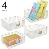 imagemDesign Wide Steel Wired Storage Organizer Bin Baskets with Label Slot for Kitchen Pantry Cabinet Organizing Holder for Food Drinks Snacks Produce Omaha Collection 4 Pack Matte BlackSatin