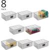 imagemDesign Wide Steel Wired Storage Organizer Bin Baskets with Label Slot for Kitchen Pantry Cabinet Organizing Holder for Food Drinks Snacks Produce Omaha Collection 4 Pack Matte BlackMatte Black