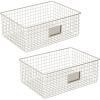 imagemDesign Wide Steel Wired Storage Organizer Bin Baskets with Label Slot for Kitchen Pantry Cabinet Organizing Holder for Food Drinks Snacks Produce Omaha Collection 4 Pack Matte BlackSatin
