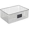 imagemDesign Wide Steel Wired Storage Organizer Bin Baskets with Label Slot for Kitchen Pantry Cabinet Organizing Holder for Food Drinks Snacks Produce Omaha Collection 4 Pack Matte BlackMatte Black
