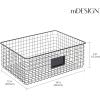 imagemDesign Wide Steel Wired Storage Organizer Bin Baskets with Label Slot for Kitchen Pantry Cabinet Organizing Holder for Food Drinks Snacks Produce Omaha Collection 4 Pack Matte BlackMatte Black