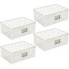 imagemDesign Wide Steel Wired Storage Organizer Bin Baskets with Label Slot for Kitchen Pantry Cabinet Organizing Holder for Food Drinks Snacks Produce Omaha Collection 4 Pack Matte BlackSatin