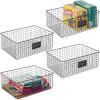 imagemDesign Wide Steel Wired Storage Organizer Bin Baskets with Label Slot for Kitchen Pantry Cabinet Organizing Holder for Food Drinks Snacks Produce Omaha Collection 4 Pack Matte BlackMatte Black
